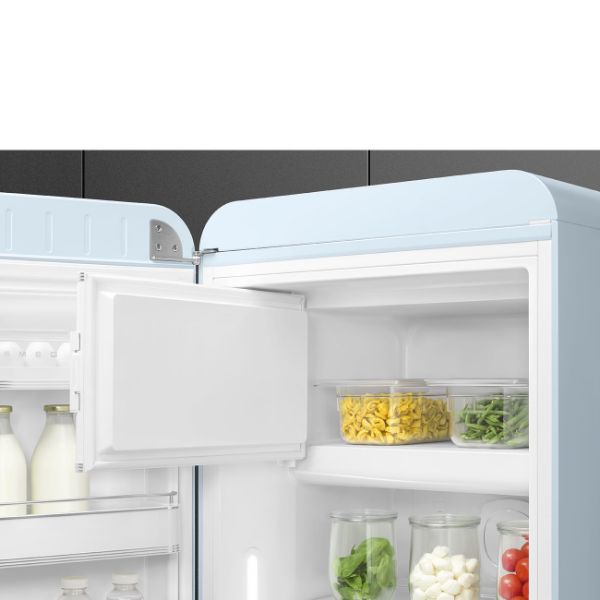 Smeg FAB28LPB6UK 60cm 50s Style Left Hand Hinged Free Standing Refrigerator In Pastel Blue