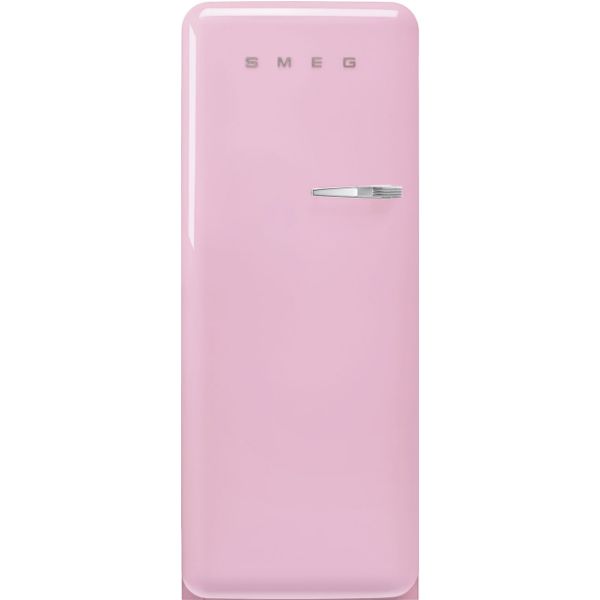 Smeg FAB28LPK6 60cm 50s Style Left Hand Hinged Free Standing Refrigerator In Pastel Pink