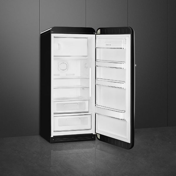 Smeg FAB28RBL6UK 60cm 50’s Style Right Hand Hinged Free Standing Refrigerator In Black