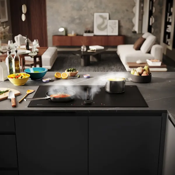 Neff V68YYX4B0 Flex Design 80cm Induction hob with Integrated Ventilation System in Matt Black