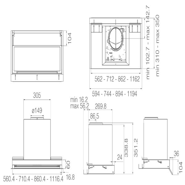 Elica BOX-AD-PLS-B120 Boxin Advance Plus 120cm Integrated Cooker Hood in Black