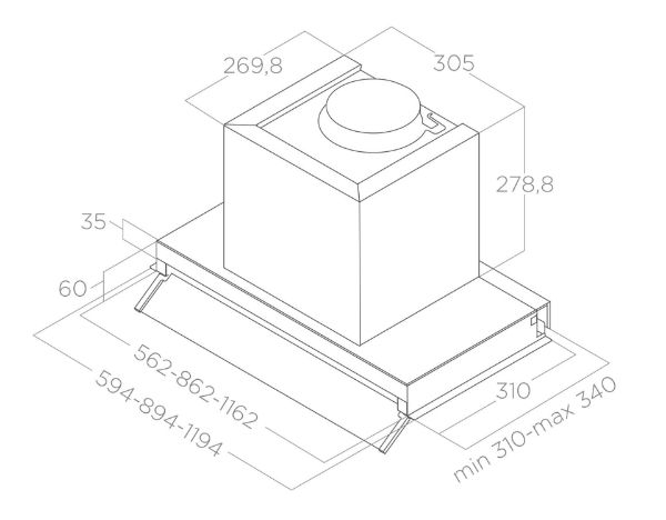 Elica BOXIN-AD-AT-60 Boxin Advance 60cm Integrated Hood in Stainless Steel