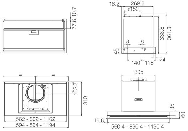 Elica BOXIN-AD-AT-90 Boxin Advance 90cm Integrated Hood in Stainless Steel
