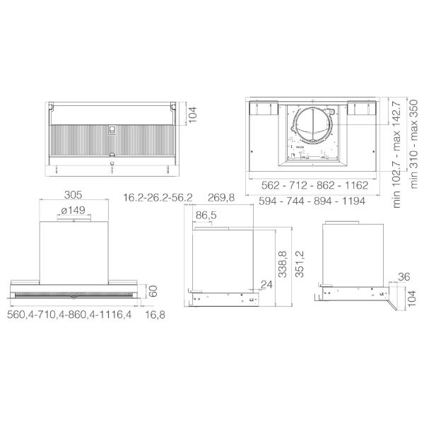 Elica BOXN-AD-DRY-120 Boxin Advance Dry 120cm Integrated Cooker Hood in Stainless Steel 