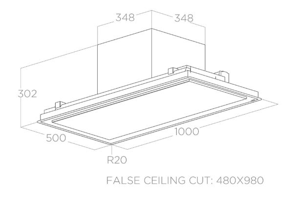 Elica ILLUS-PLS-RM-BK 100cm Ceiling Integrated Cooker Hood in Black 