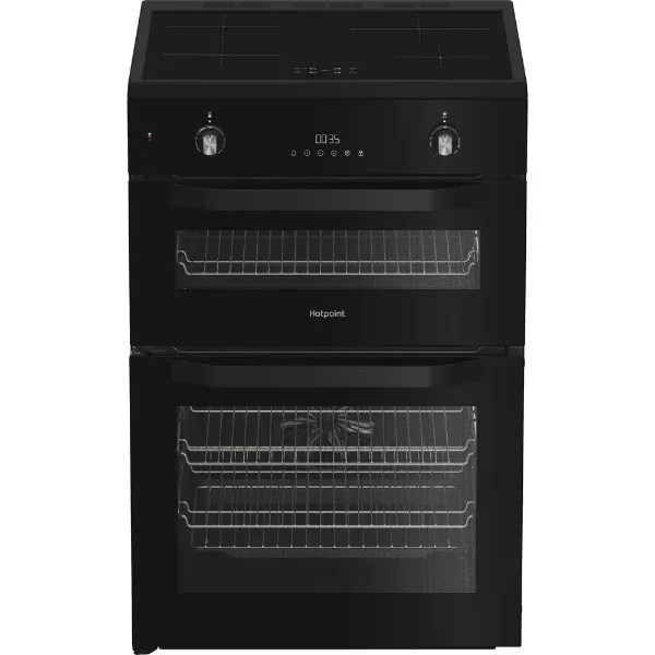 Hotpoint HDE6IDC2B1 60cm Electric Double Cooker with Induction Hob in Black