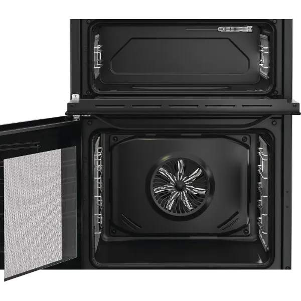 Hotpoint HDD6GDC2B1 60cm Dual Fuel Double Cooker with Glass Lid in Black