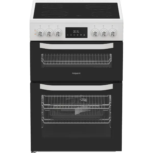 Hotpoint HTE6VDCW 60cm Electric Twin Cooker with Multiflow in White