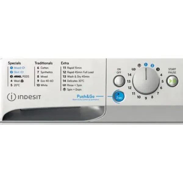 Indesit BDE96436SVUK Push&Go Washer Dryer 9+6kg in Silver