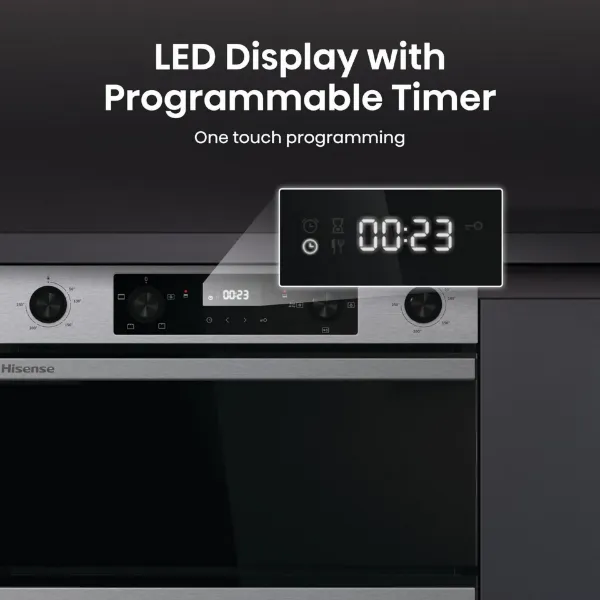 Hisense BUD714221CX 594cm Built Under Electric Double Oven - Black & Stainless Steel