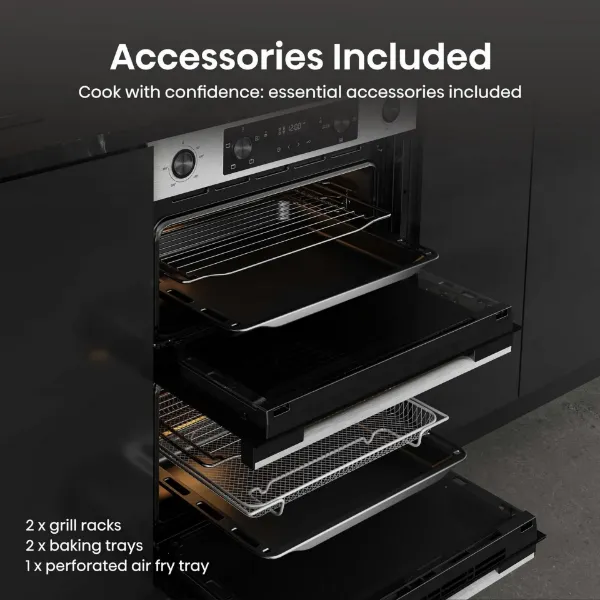 Hisense BUD714221CX 594cm Built Under Electric Double Oven - Black & Stainless Steel