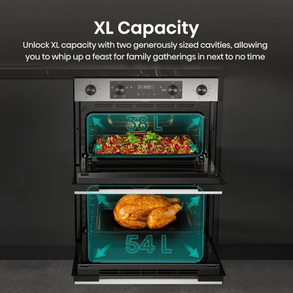 Hisense BUD714221CX 594cm Built Under Electric Double Oven - Black & Stainless Steel