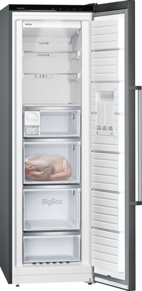Siemens GS36NAXEP Freestanding Freezer in Brushed Black Steel Anti-fingerprint