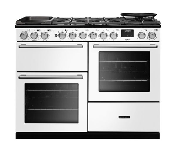 Rangemaster 16419 Nexus OC 110 Dual Fuel Range Cooker with Proving Drawer in White with Chrome Trim - NEXO110DFPWHT/CM1
