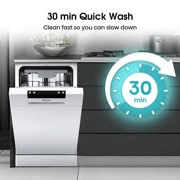 Hisense HS523E15WUK Slimline Dishwasher - White - 10 Place Settings