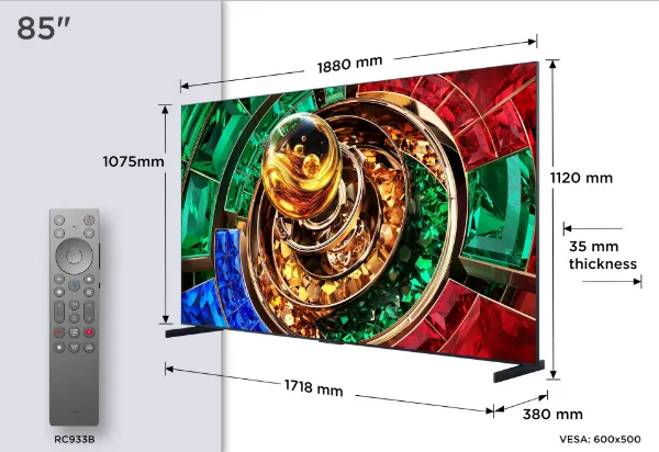 TCL 85RM9L-UK 85" 4K Ultra HD RGB MINI LED Google TV_dimensions
