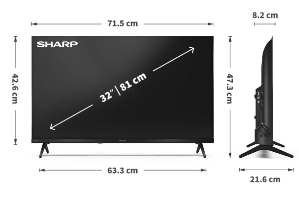 Sharp 1T-C32HE2245KB HDR TV - Black_dimensions