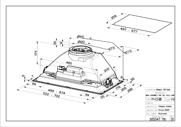 Faber Inca Smart C 52cm Black Integrated Canopy Cooker Hood_dimensions