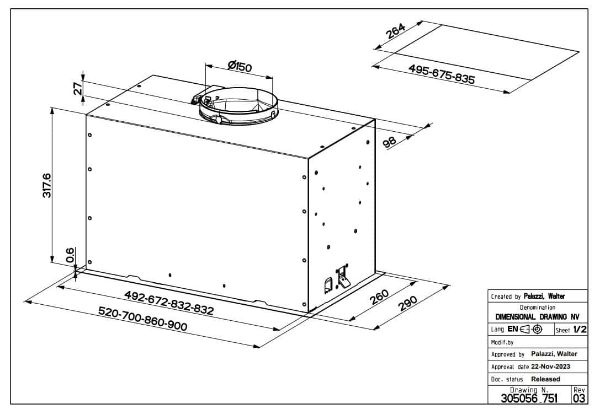 Faber Inca Lux 3.0 EVO 52cm Black Integrated Canopy Cooker Hood_diagram