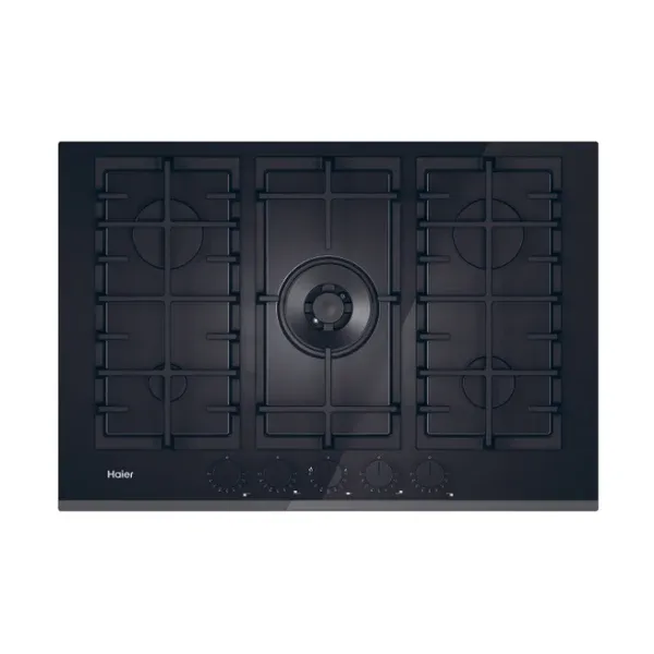 Haier HAVG75TBBP Series 4 Gas on Glass Hob - Black - 5 Rings_main