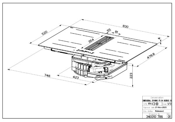 Faber Galileo Phantom F830 Recirculating Only Matt Black Venting Induction Hob_diagram