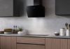 Faber Shadow 60cm Black Glass Wall Mounted Angled Cooker Hood_installed