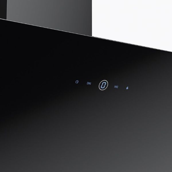 Faber Shadow 90cm Black Glass Wall Mounted Angled Cooker Hood_touch