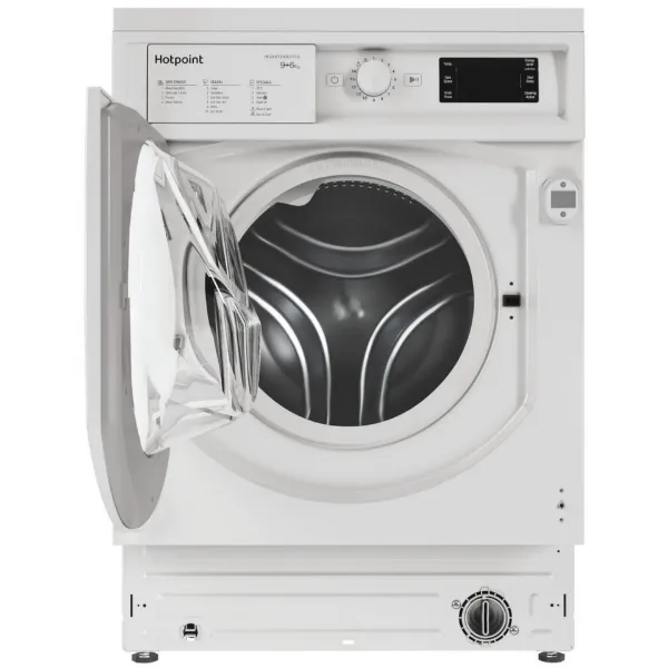Hotpoint BIWDHG961485 9kg/6kg 1400 Spin Integrated Washer Dryer - White_front open