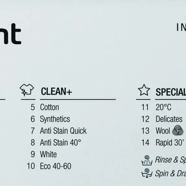 Hotpoint BIWDHG961485 9kg/6kg 1400 Spin Integrated Washer Dryer - White_settings