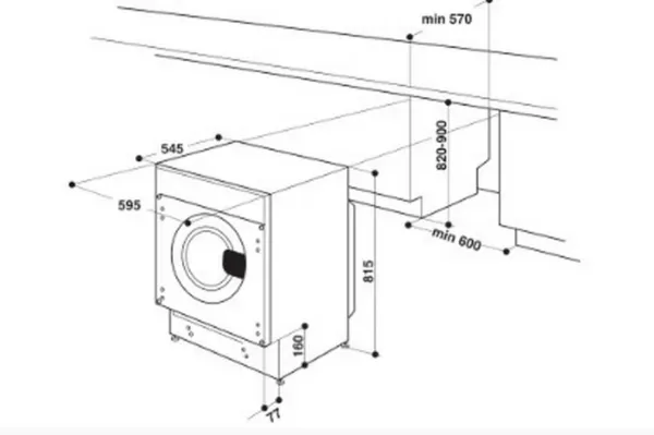 Hotpoint BIWDHG961485 9kg/6kg 1400 Spin Integrated Washer Dryer - White_dimensions
