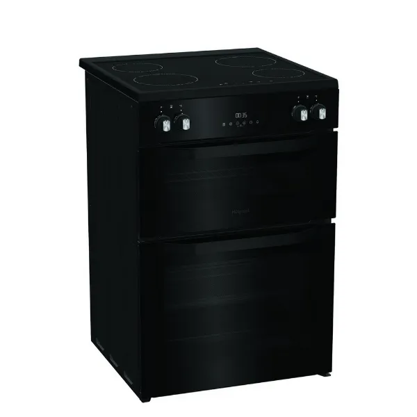 Hotpoint HDME6VDC2AB 60cm Double Oven Electric Cooker with Ceramic Hob - Black
