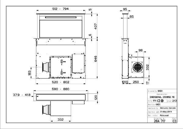 Faber Fabula Plus EV8+ BK A90 90cm Black/Stainless Steel Downdraft Cooker Hood_diagram