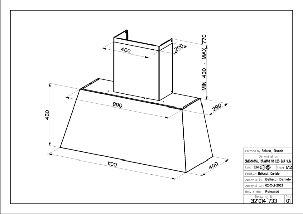 Faber Chloe XL Country Grey Matt 110cm Wall Mounted Cooker Hood_dimensions