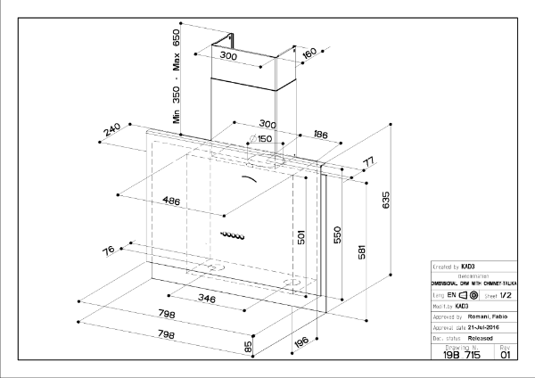 Faber Talika OC A80 Old Copper 80cm Wall Design Cooker Hood_diagram