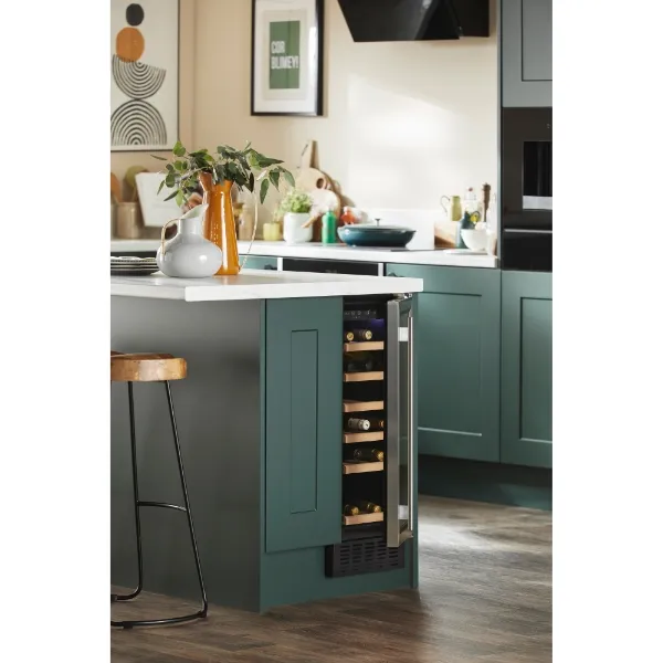 CDA CFWC304SS 30cm Freestanding Undercounter Single Zone Wine Cooler_Installed Kitchen View