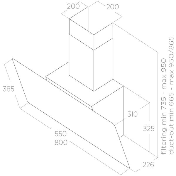 Elica JUST-DRY-MAT-55 Wall Mounted Hood - Matt Black_diagram