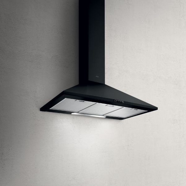 Specifications • Description: Missy 60cm Chimney Hood Black • Colour: Black metal • Type / Style: Wall-mounted chimney hood • Size: 60cm • Energy Efficiency Class: D • Extraction Type: Ducted or recirculating • Speed Settings: 3 • Minimum Airflow: 165m³/h • Maximum Airflow: 395m³/h • Minimum Noise Level: 49dB • Maximum Noise Level: 68dB • Control Type: Push-button • Lighting: 2 x 3W LED • Lighting Intensity: 97 lux • Lighting Colour Temperature: 2700K • Duct Outlet Diameter: 150mm • Charcoal Filter: Optional • Minimum Height Above Electric Hob: 50cm • Minimum Height Above Gas Hob: 65cm • Chimney Included: Yes • Total Absorption: 96W • Net Weight: 6.6kg • Gross Weight: 8.4kg • Box Dimensions (W x D x H): 652 x 293 x 510mm • Warranty: 2 years parts and labour_main