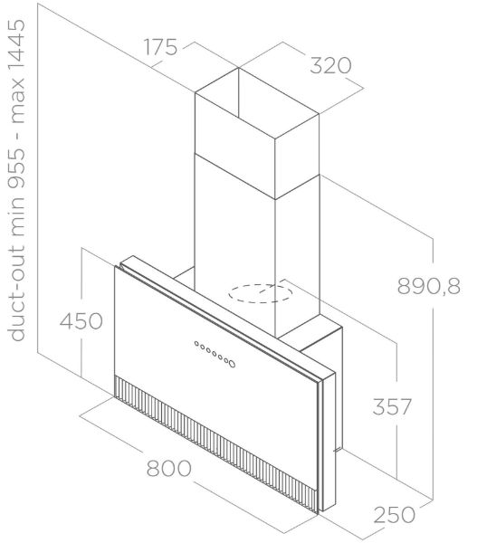 Elica SUPER-PLAT-AT-B 80cm Wide Wall Mounted Hood – Black – A++ Rated_diagram