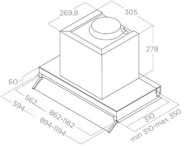 Elica BOXN-LX-ED-B90 90cm Wide Integrated Hood - Stainless Steel - A Rated_diagram