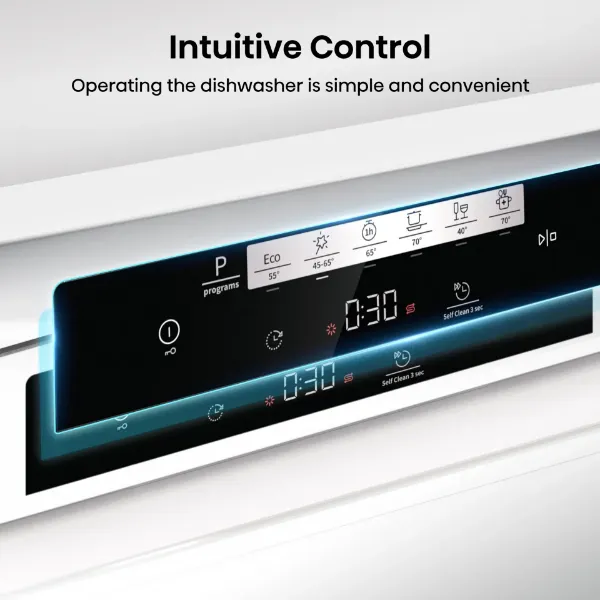 Hisense HS642D90WUK Full-Size Dishwasher - White - 14 Place Settings_control