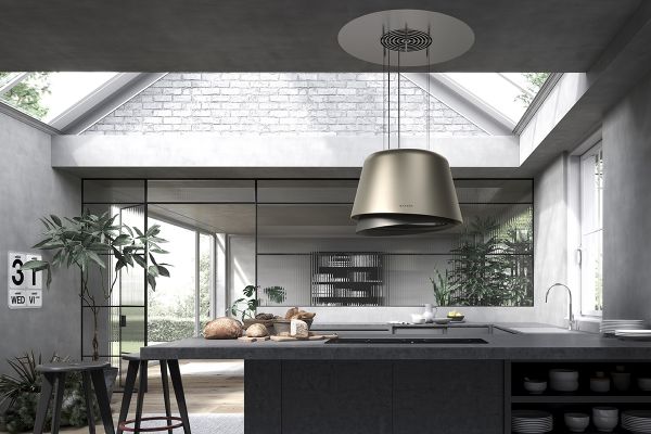 Faber Belle Plus KL  Gold / Warm Dark Grey Matt 69.5cm Cooker Hood_installed