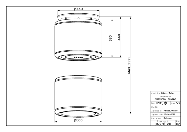 Odette Plus BK MATT KL Black Matt 50cm Cooker Hood_dimensions