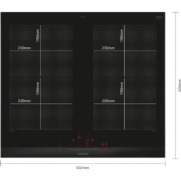 Siemens EX675HXC1E Induction hob in black_dimensions