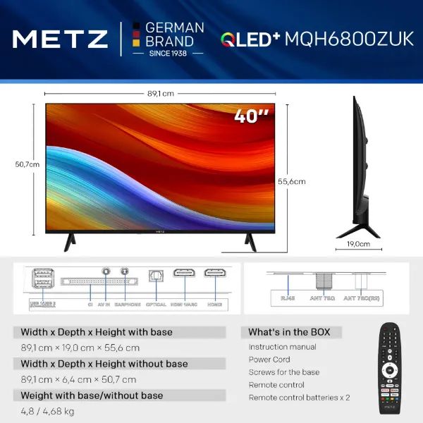 Metz 40MQH6800ZUK 40" HD Smart QLED TV with Freely Power by Tivo - Black_dimensions