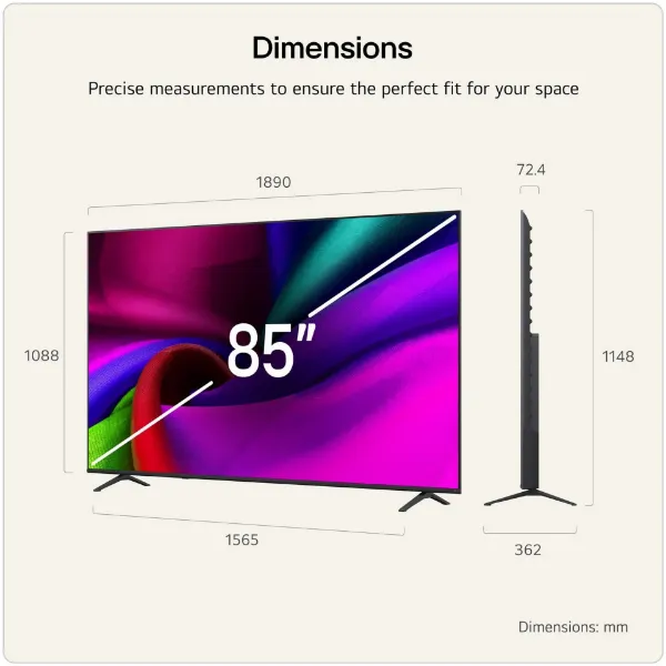 LG 85NU900B6LA.AEK 85" 4K UHD NANO AI Smart TV_dimensions