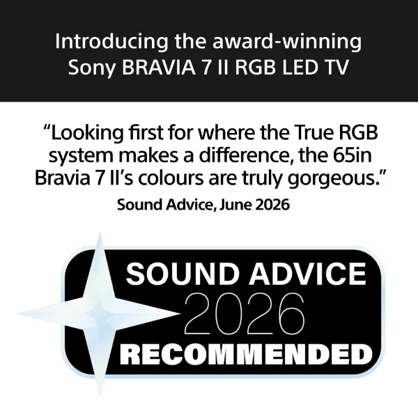 Sony K55XR75M2B.UKA 55" BRAVIA 7 II True RGB LED 4K Google TV with AI XR Processor - Black_sound advice 