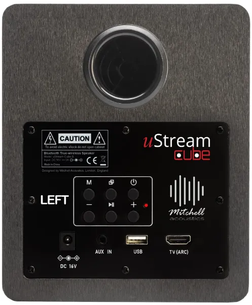 Mitchell Acoustics Ustream Cube Active stereo wireless Speakers - Black_controls