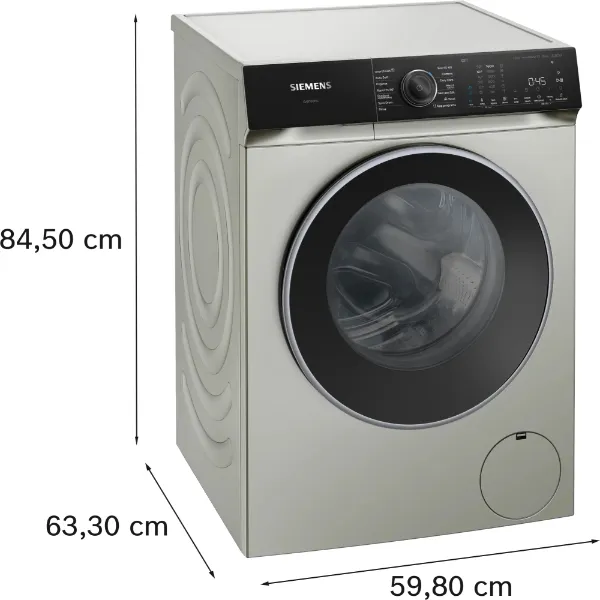 Siemens WG56H2AXGB Washing machine front loader in silver inox_dimensions