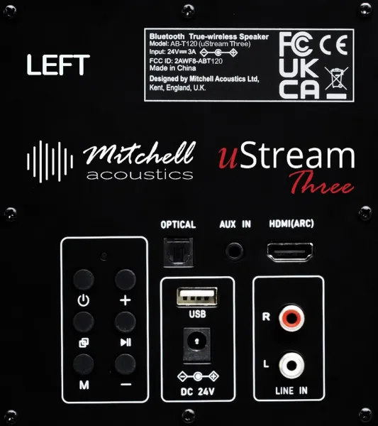 Mitchell Acoustics UStream Three Active stereo wireless Speakers - Black_controls