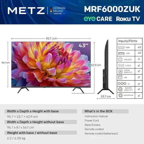 Metz 43MRF6000ZUK 43" 4K DLED Smart TV - Black_dimensions